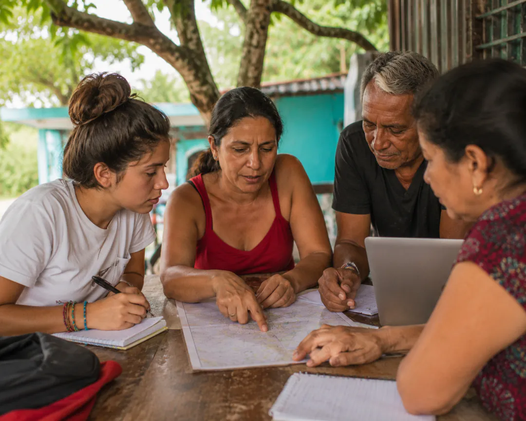 L&iacute;deres y voluntarios colombianos colaborando juntos en un proyecto local